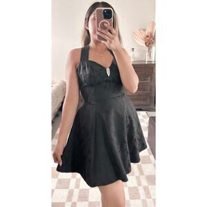 Rampage Vintage Jacquard Floral Black Flare Whimsigoth 90s‎ Dress Size 5 Elegant